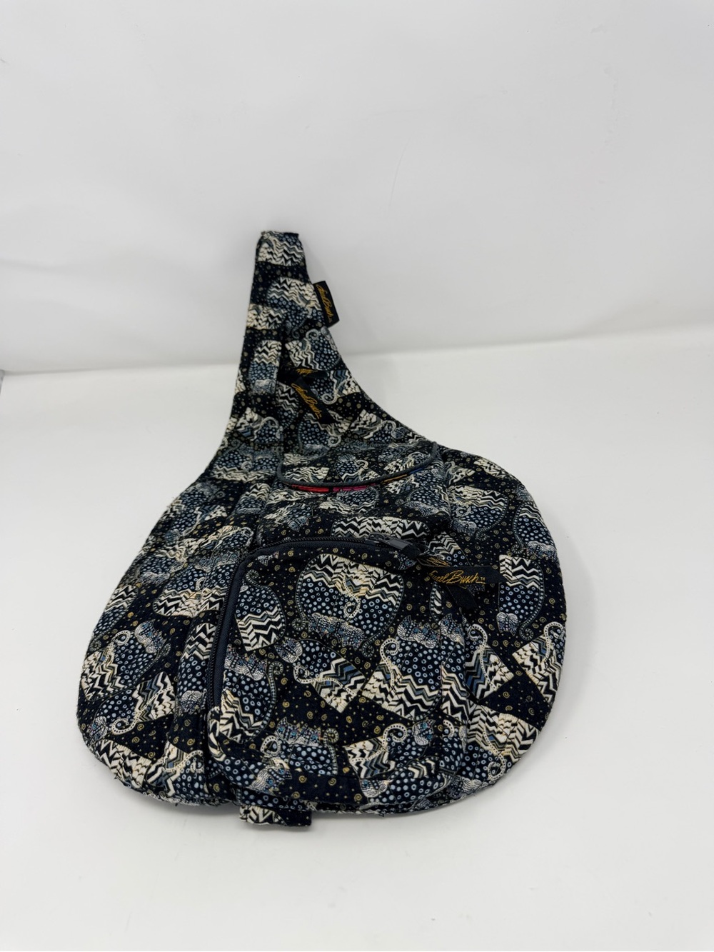Laurel Burch Navy and Cream Patterned Crossbody Sling Bag